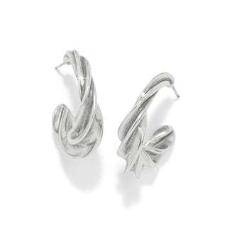 Brighton Antica Hoop Earrings is a pair of silver hoop earrings with twist detail