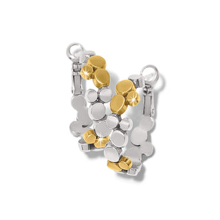 Brighton Pebble Edge Small Hoop Earrings are a pair of earrings with gold and silver circular pieces.