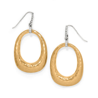 Brighton Meridian Geo Open Hoop French Wire Earrings are gold hoop earrings with crystal accents 