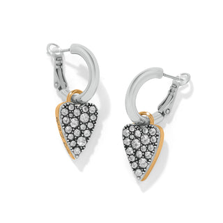 Brighton Love Messages Be Love Reversible Hoop Earrings is a pair of heart-shaped earrings with crystal details 