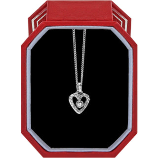 Brighton Illumina Love Necklace w/ Gift Box is a heart-shaped pendant necklace in a red and black jewelry box