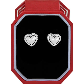 Brighton Pretty Tough Petite Heart Post Earrings w/ Gift Box is a pair of heart shaped earrings in a red and black gift box