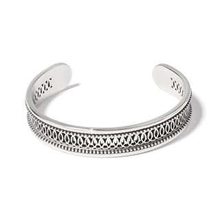 Brighton Ferrara Siena Cuff Silver bracelet with intricate design on a white background