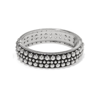 Brighton Pretty Tough silver Pierced Hinge Bangle with textured band and bead detail