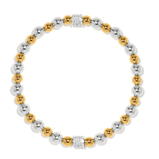 Brighton Bracelet with alternating gold and silver beads on a white background