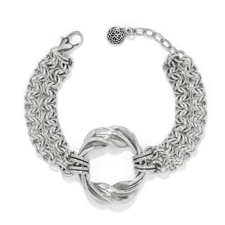 Brighton Antica Double Chain Bracelet is a silver chain bracelet with a round center charm