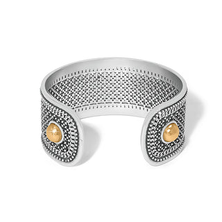 Brighton Ferrara Segreta Cuff Bracelet is a silver cuff bracelet with gold accents 