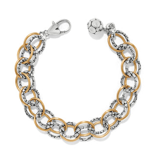Brighton Pebble Link Two Tone Bracelet is a two-tone chain bracelet with a clasp on