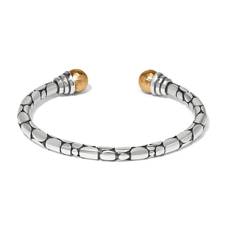 Brighton Pebble Link Two Tone Open Flex Cuff Bracelet