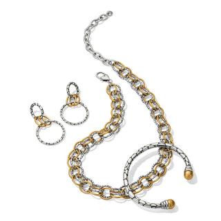 Brighton Pebble Link Two Tone Open Flex Cuff Bracelet