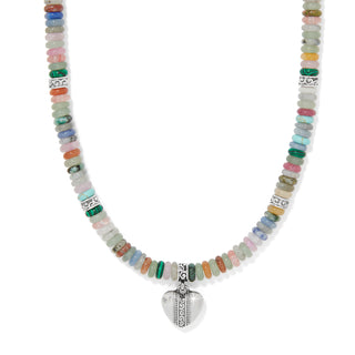 Brighton Mingle Sweetheart Bead Necklace is a necklace with multicolored beads and a heart-shaped pendant 