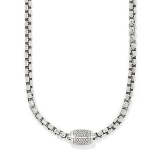 Brighton Meridian Solis Necklace is a silver beaded necklace with a textured crystal center pendant