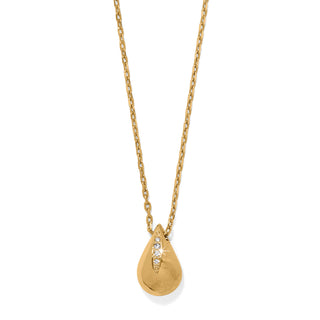 Brighton Nile Mini Pendant Necklace is a gold necklace with a teardrop-shaped pendant w/ crystal accents