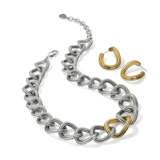Brighton Ferrara Eterna Link Necklace is a silver chain necklace with gold hoop center