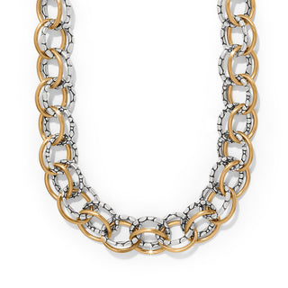 Brighton Pebble Link Two Tone Necklace is a two-tone gold and silver chain necklace 