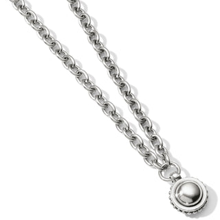 Brighton Pretty Tough Bold Stud Necklace is a silver chain necklace with a round pendant