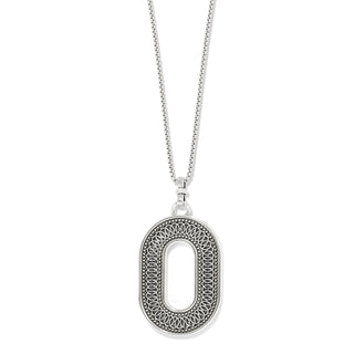 Brighton Ferrara Siena Oval Necklace is a silver necklace with an oval pendant 