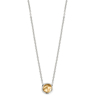 Brighton Cascade Round Petite Necklace is a silver chain necklace with a gold and silver circular pendant 