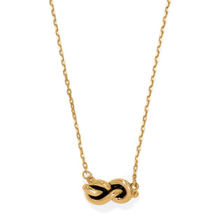 Brighton Interlok Single Knot Petite Necklace is a gold necklace with a knot pendant.
