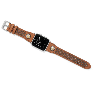 Brighton Mosaic Leather Watch Band is a Smartwatch band with a brown leather strap 