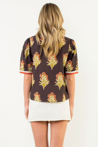 1/2 Sleeve Floral Detail Top