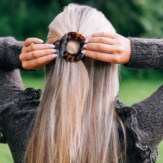 Teleties Tortoise Small Flat Open Circle Hair Clip