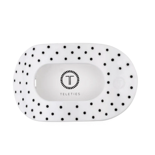 Teleties White Polka Dot Party Flat Round Hair Clip - Large