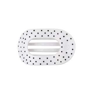 Teleties White Polka Dot Party Medium Flat Round Hair Clip