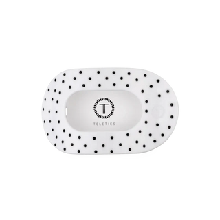 Teleties White Polka Dot Party Medium Flat Round Hair Clip