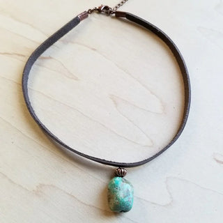 Leather Choker w/ African Turquoise Accent