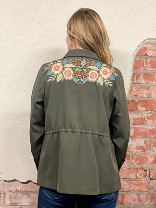 Parker Collared Jacket with Embroidery